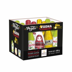 ABTEY MINI CRATE MOJITO VODKA GIN 12 BTLS CHOCO NOIR LIQ ASS 108 GR